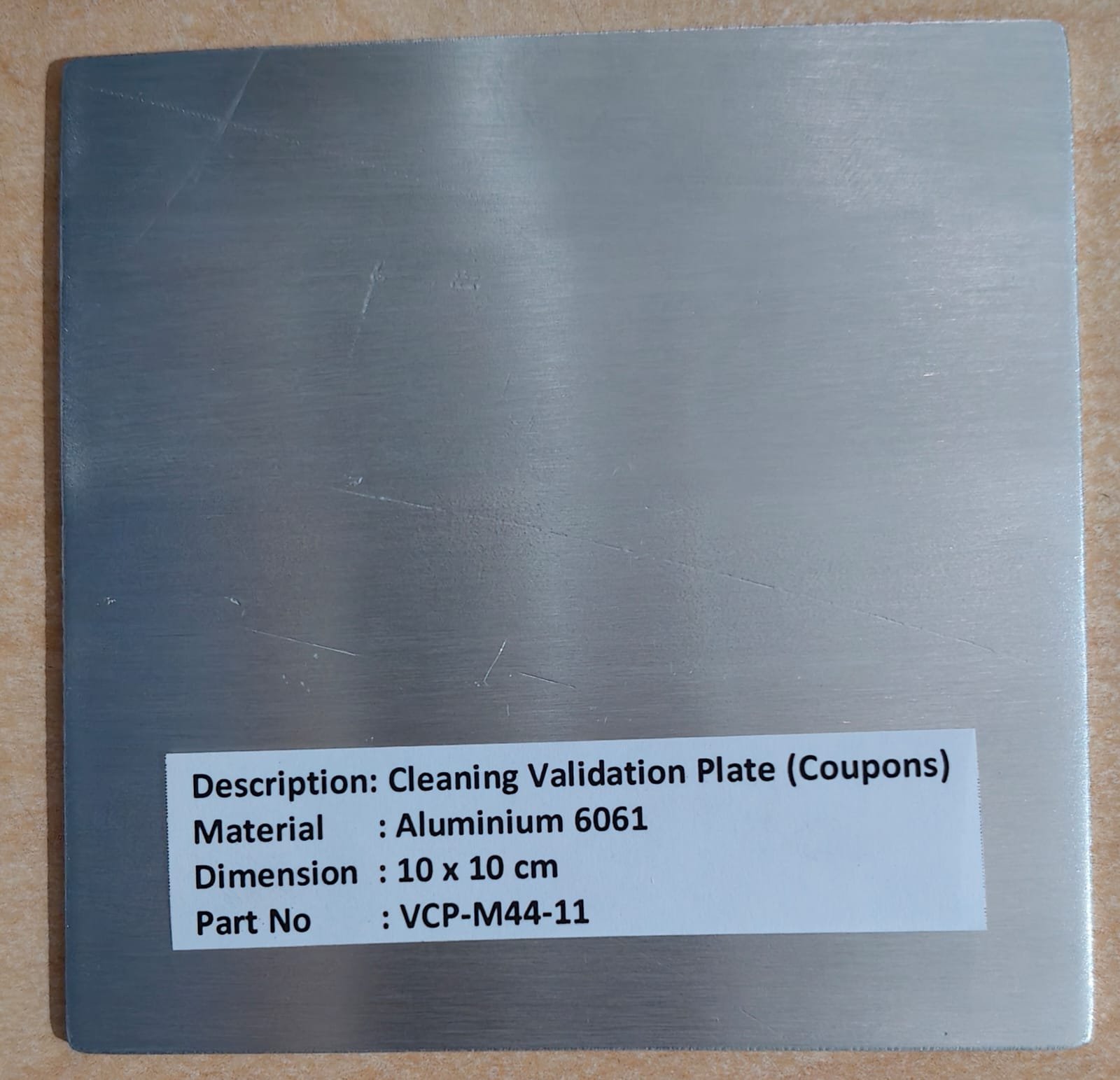 Cleaning Validation Plate (Coupons) – Aluminium 6061