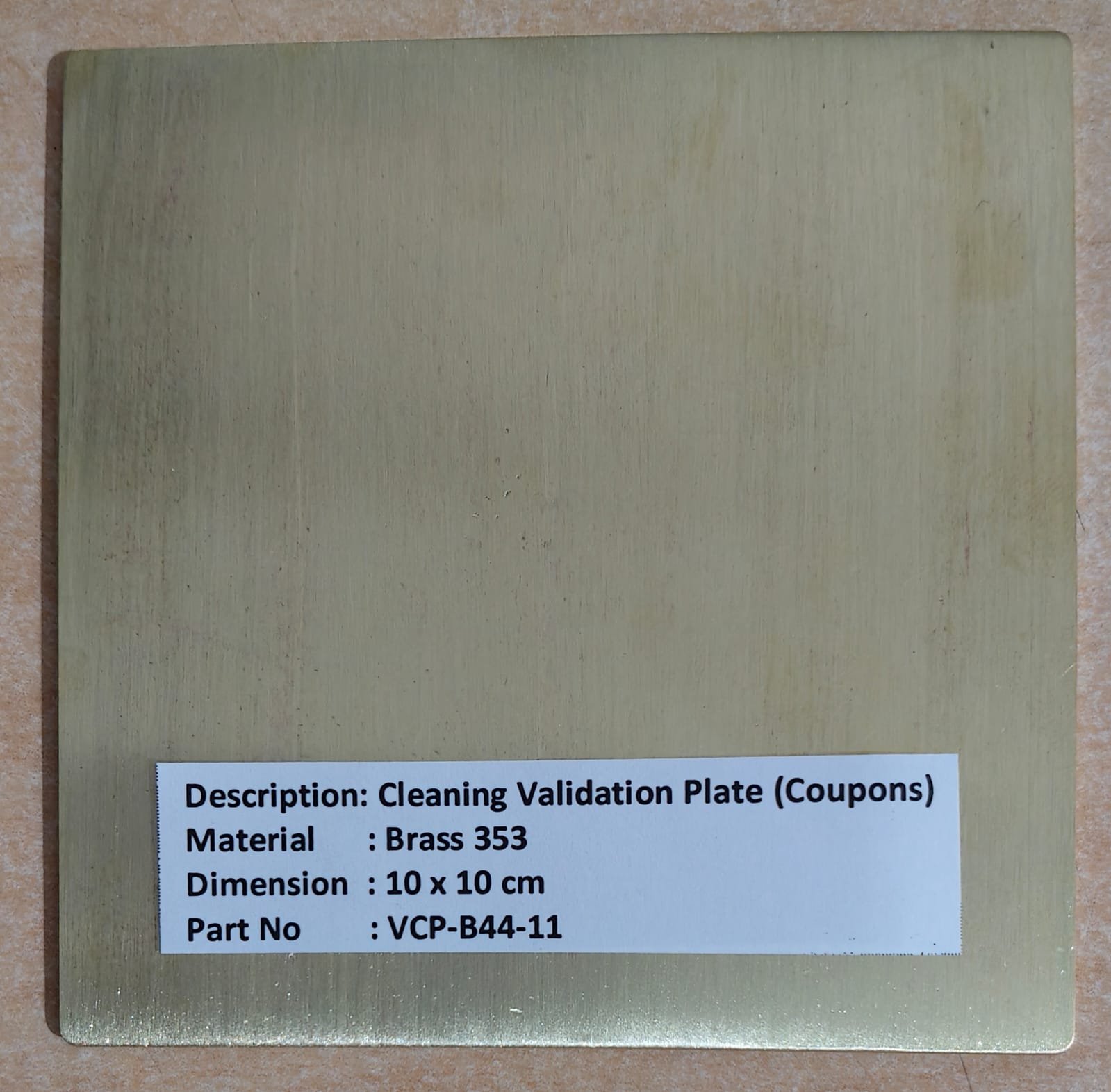 Cleaning Validation Plate (Coupons) – Brass 353