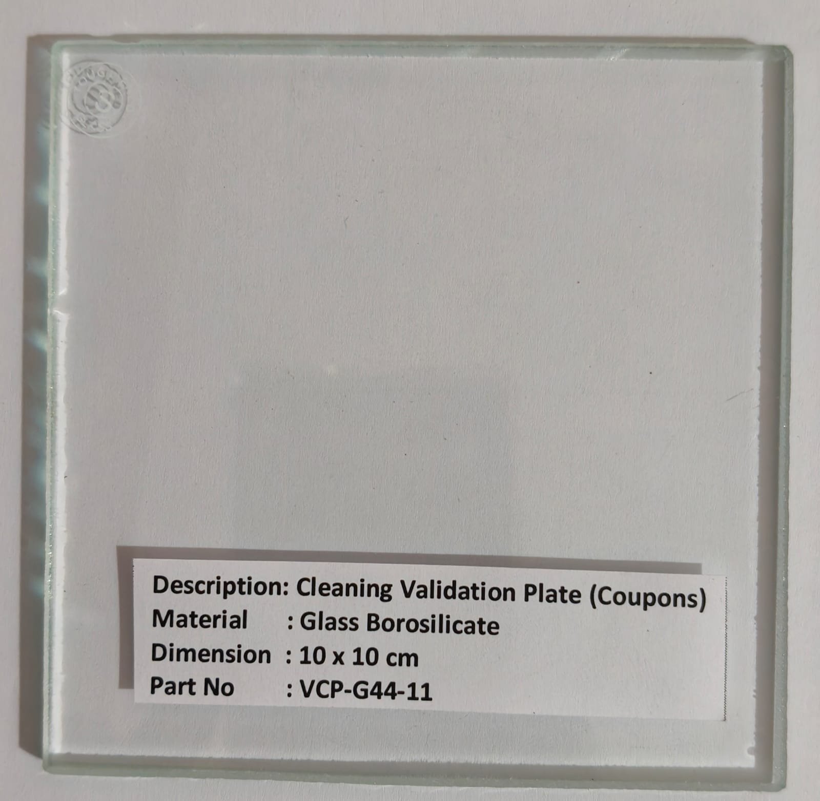 Cleaning Validation Plate (Coupons) – Glass Borosilicate