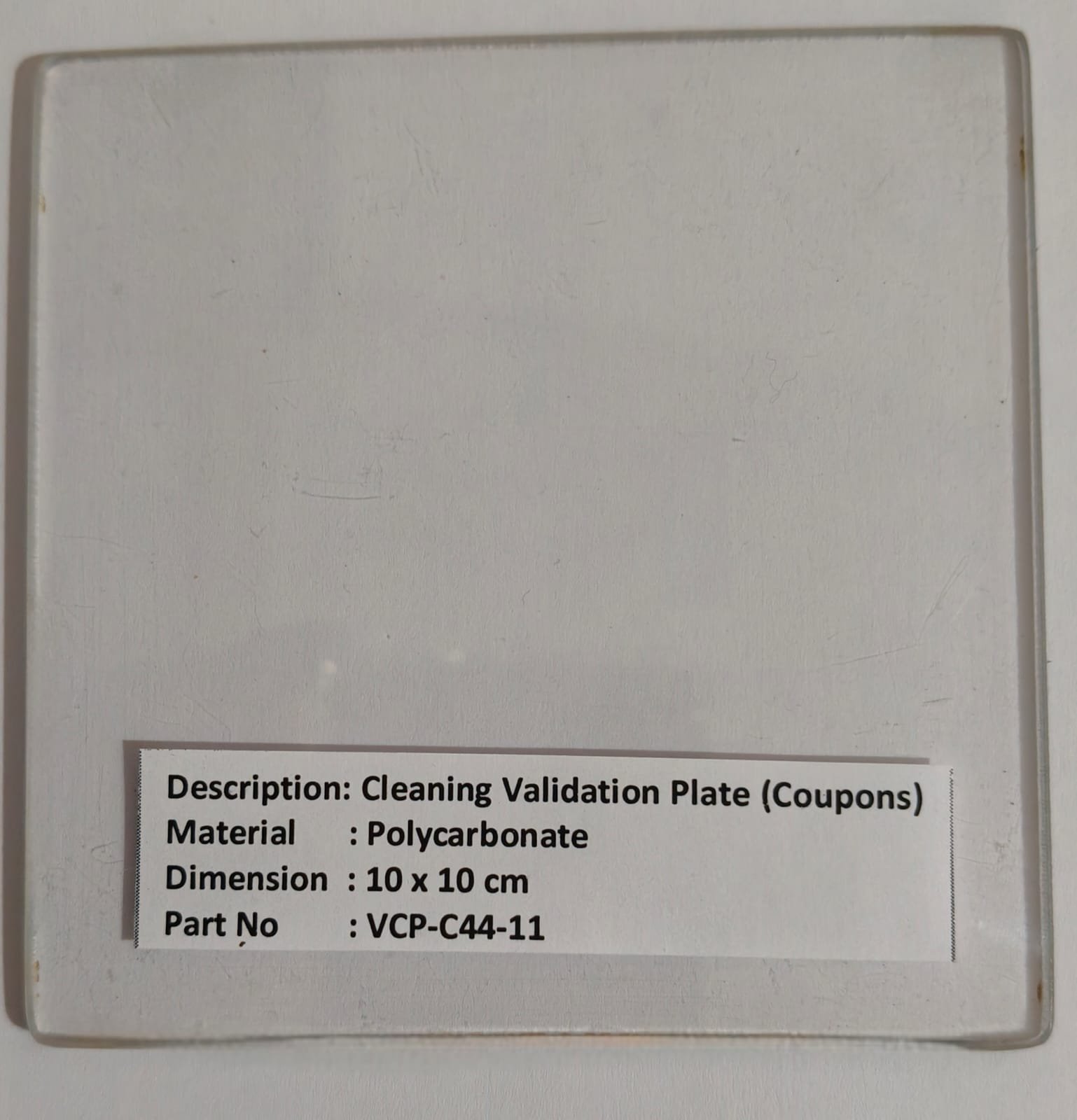 Cleaning Validation Plate (Coupons) – Polycarbonate